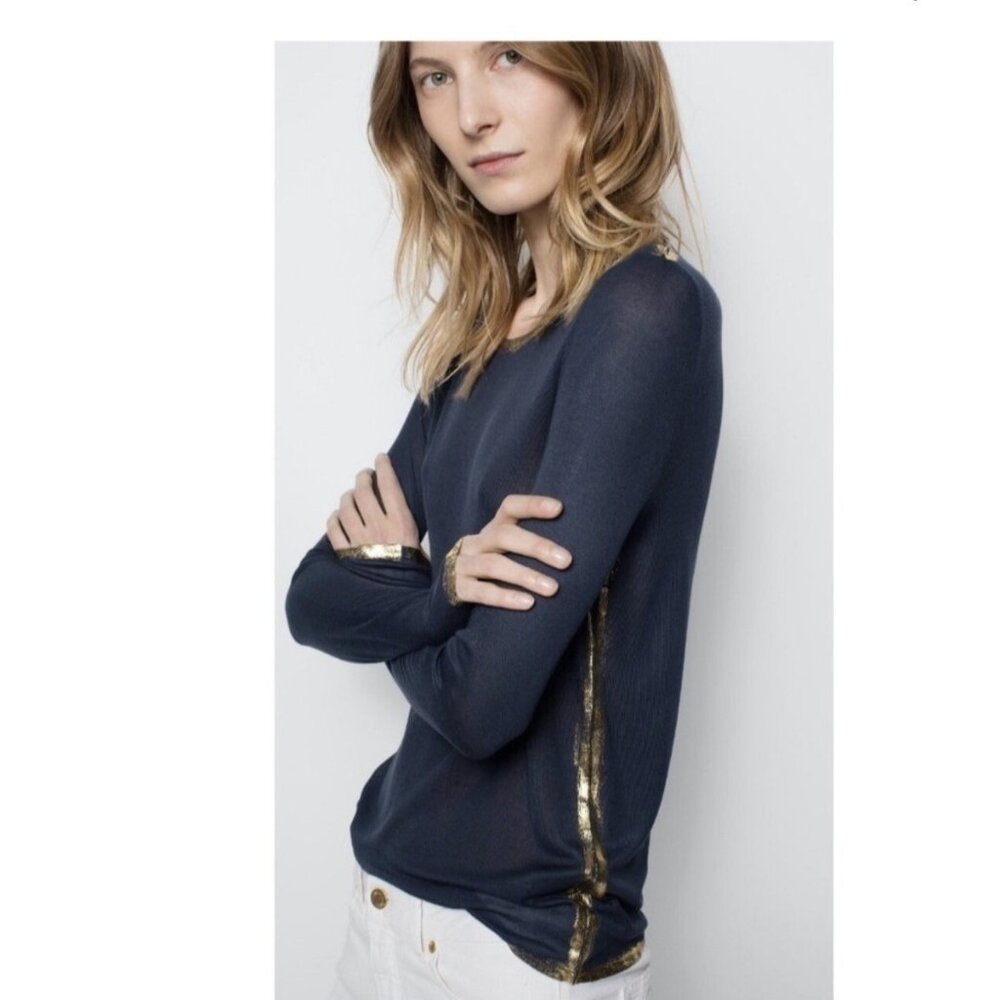Zadig & Voltaire Willy Foil Top Pacifique Blue ( S )